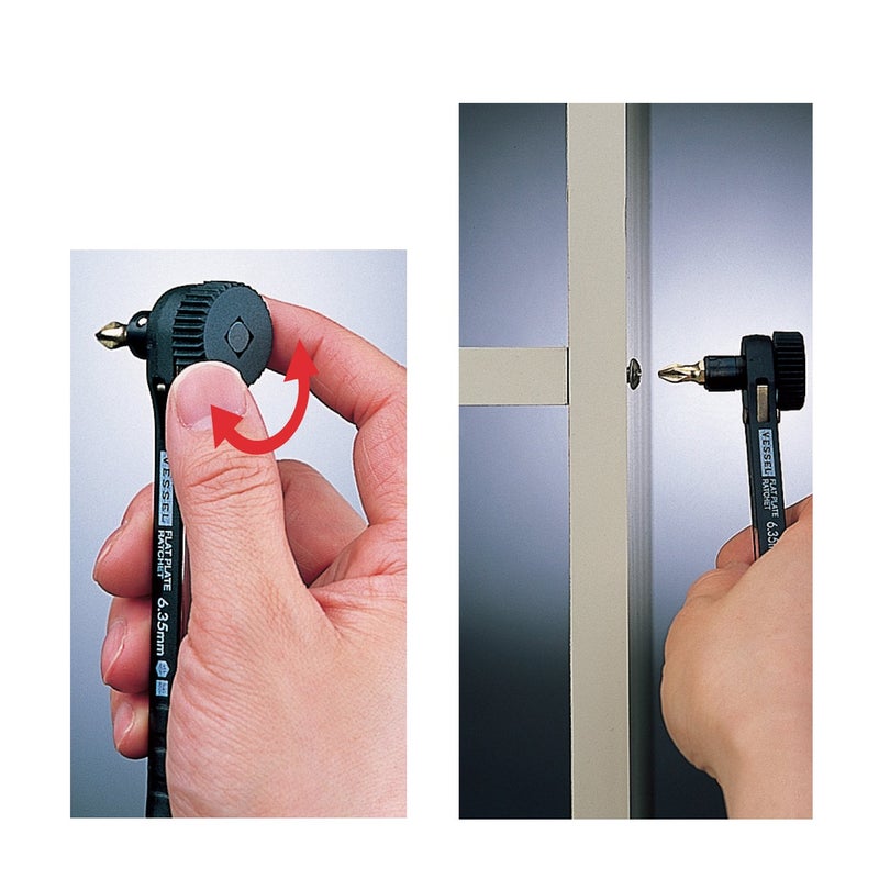 Vessel TD-70 Plate Ratchet Screwdriver Set (Includes 10 Positive, Negative, Hex Bits) - Image 5